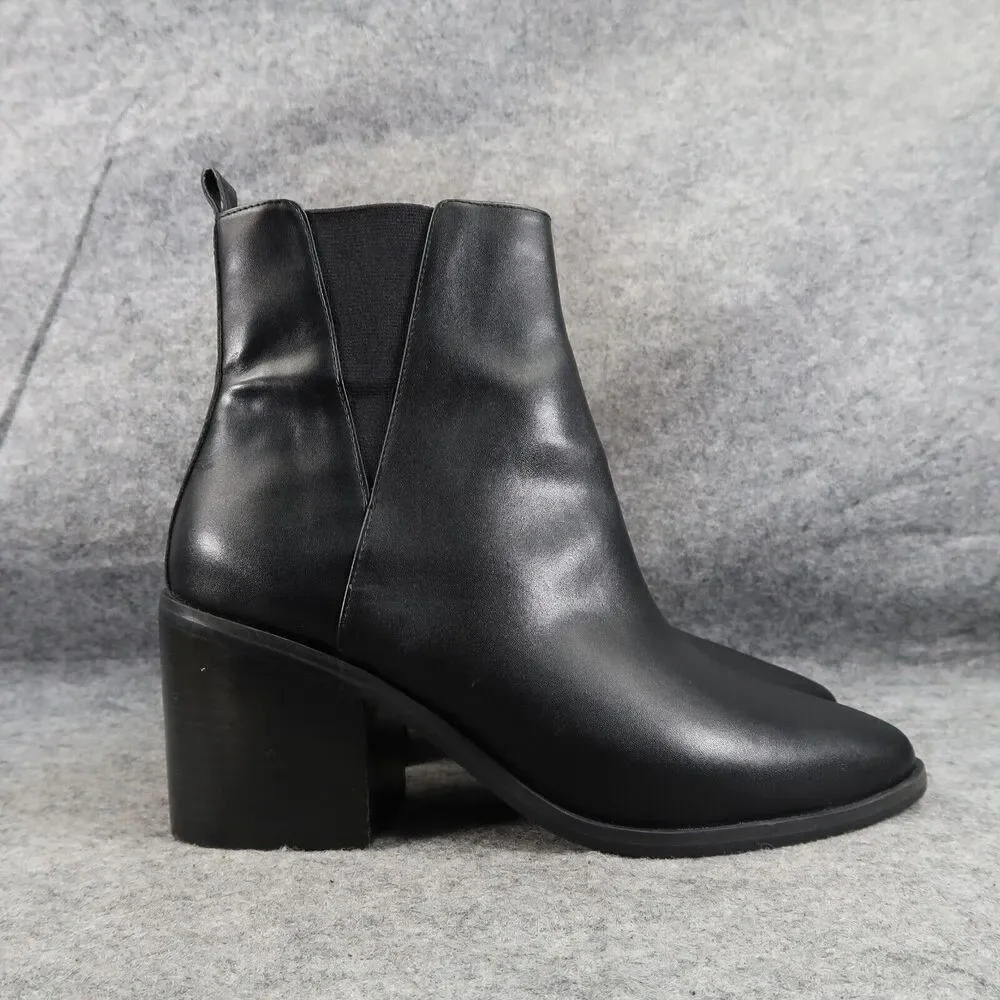 BP Shoes Womens 8 Booties Fashion Block Heel Black Classic Gore Panel Zip Baylee